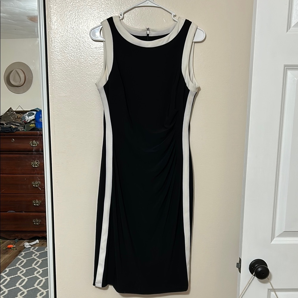 Chaps black dress with white details